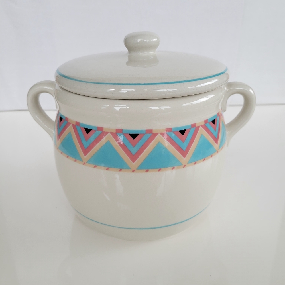 Sango Stoneware Zuni Cookie Jar With Lid